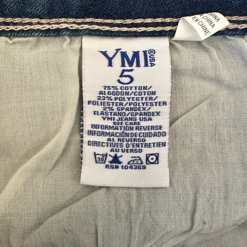 YMI Distressed Blue Jeans with Floral Embroidery,Distressed,Boho Style - Picture 7 of 12